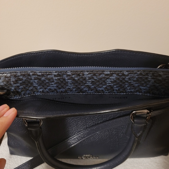 Coach Navy Leather Satchel Bag - Picture 6 of 13